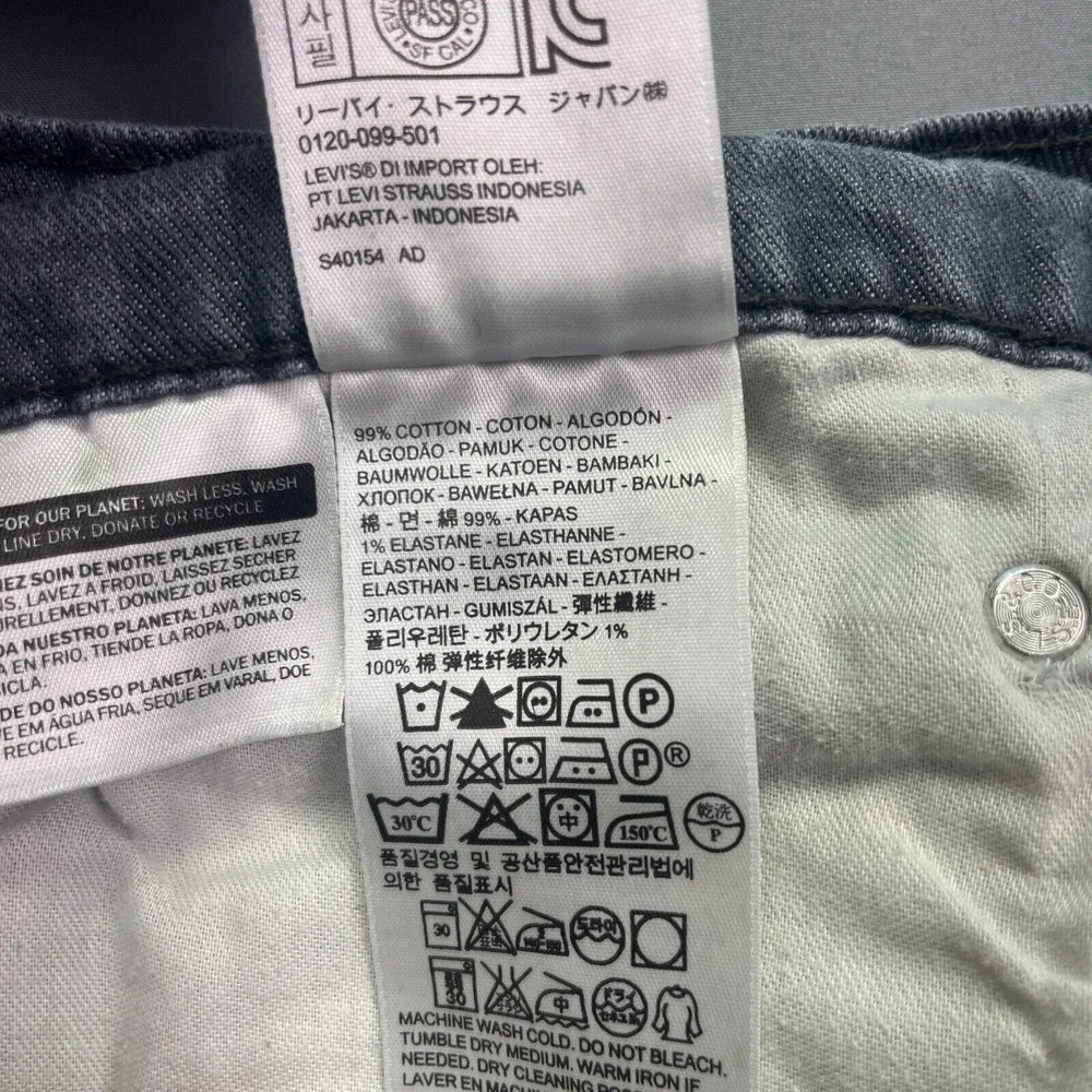Levi's 514 Jeans Gray Straight Leg Stretch Sz 34 Fits 31